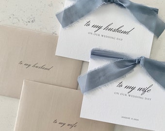 Biglietti personalizzati "A mio marito/a mia moglie" / A mio marito / A mia moglie / Biglietti di nozze in carta fatti a mano / Set di 2 / Per lui e per lei