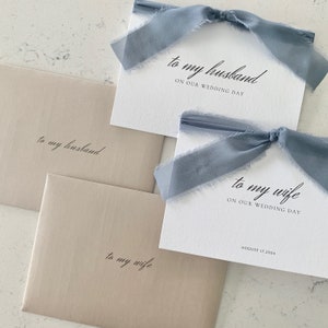 Gepersonaliseerde kaarten 'Aan mijn' man/vrouw | Aan mijn man | Aan mijn vrouw | Handgemaakte papieren trouwkaarten | Set van 2 | Zijn en haar