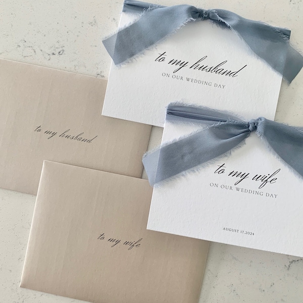 Personalized "To My" Husband/Wife Cards | To My Husband | To My Wife | Handmade Paper Wedding Cards | Set of 2 | His and Hers