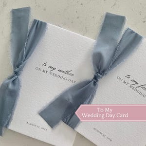 Cartões de casamento personalizados para pais e padrinhos | Papel de algodão, fita de chiffon de seda