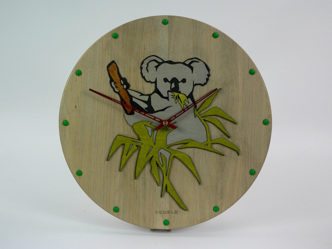 Koala Clock Wooden Wall Clock Nursery Decor Gift for Child Etsy