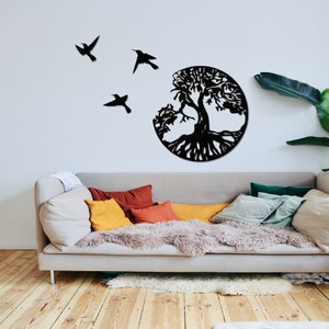 Tree of Life Sign with Birds Sign Wall hangings Gift idea Tree decor Metal wall ar, Tree of life decoration Metal wall decoration