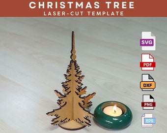 Christmas Tree Laser Cut Template: Desktop Decor (SVG DXF PDF)