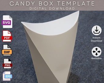 Candy Box SVG - Cone Pillow Box Template Cricut Silhouette - Mystery Box - Gift Box SVG - Party Favor Box SVG