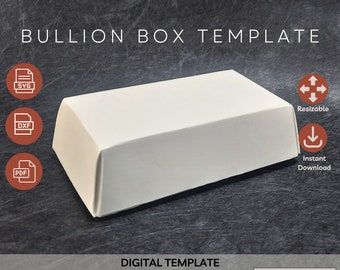 Lingot d'or en forme de boîte Boîte à lingots SVG avec couvercle modèle SVG - lingots de papier - boîte cadeau conique SVG Cricut - fond conique + couvercle boîte décorative