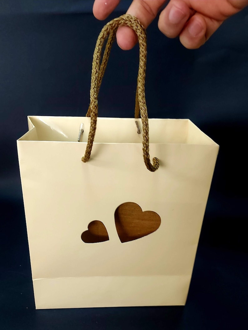 Paper Bag SVG Template With Heart Window Gift Bag Paper Bag Dor Wedding