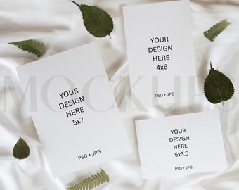 Invitation Mockup Suite, Neutral Minimal Mock Up, Wedding Invitation, Digital Download, 5x7, 4x6, 3.5x5 Card Mock Up, Smart Object PSD JPEG