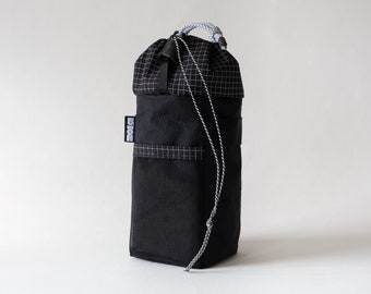 Bike Stem Bag / Feed bag, Black GridStop One-Handed Opening