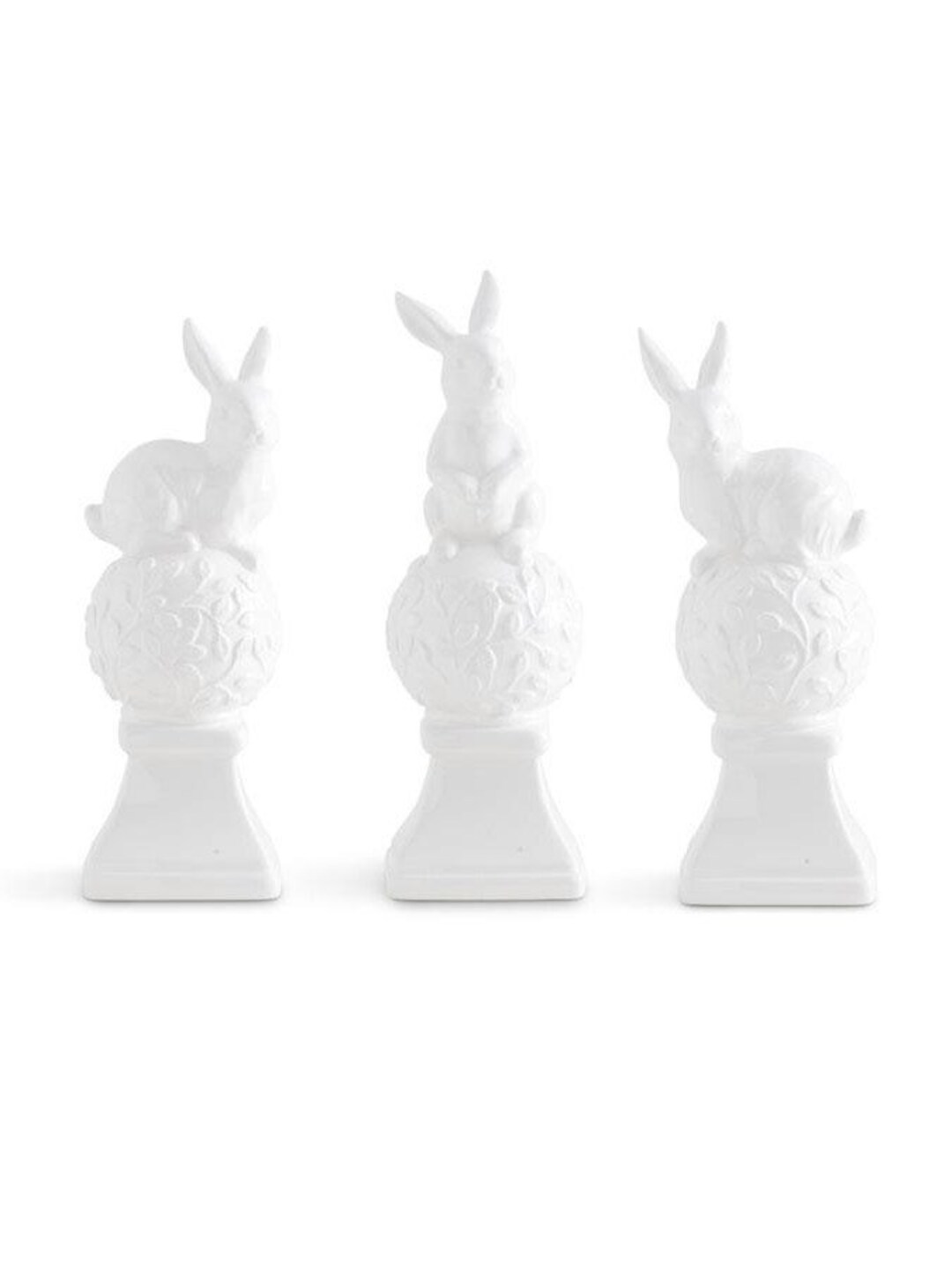 White Ceramic Finials With Bunnies Easter Bunny Rabbit Bunny Decor