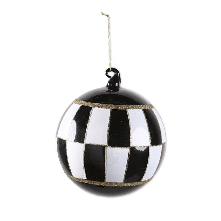 Christmas Tree Ornament, Black and White Check Ornament, Whimsical
