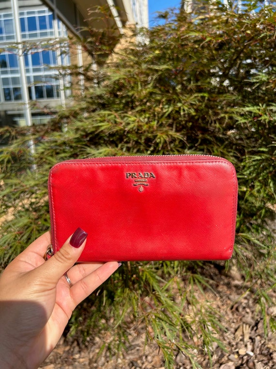 Red Leather Long Wallet