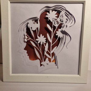 Girl profile Lightbox, Shadow box, SVG, Cricut, Paper Art, Wall Decor, Crafts