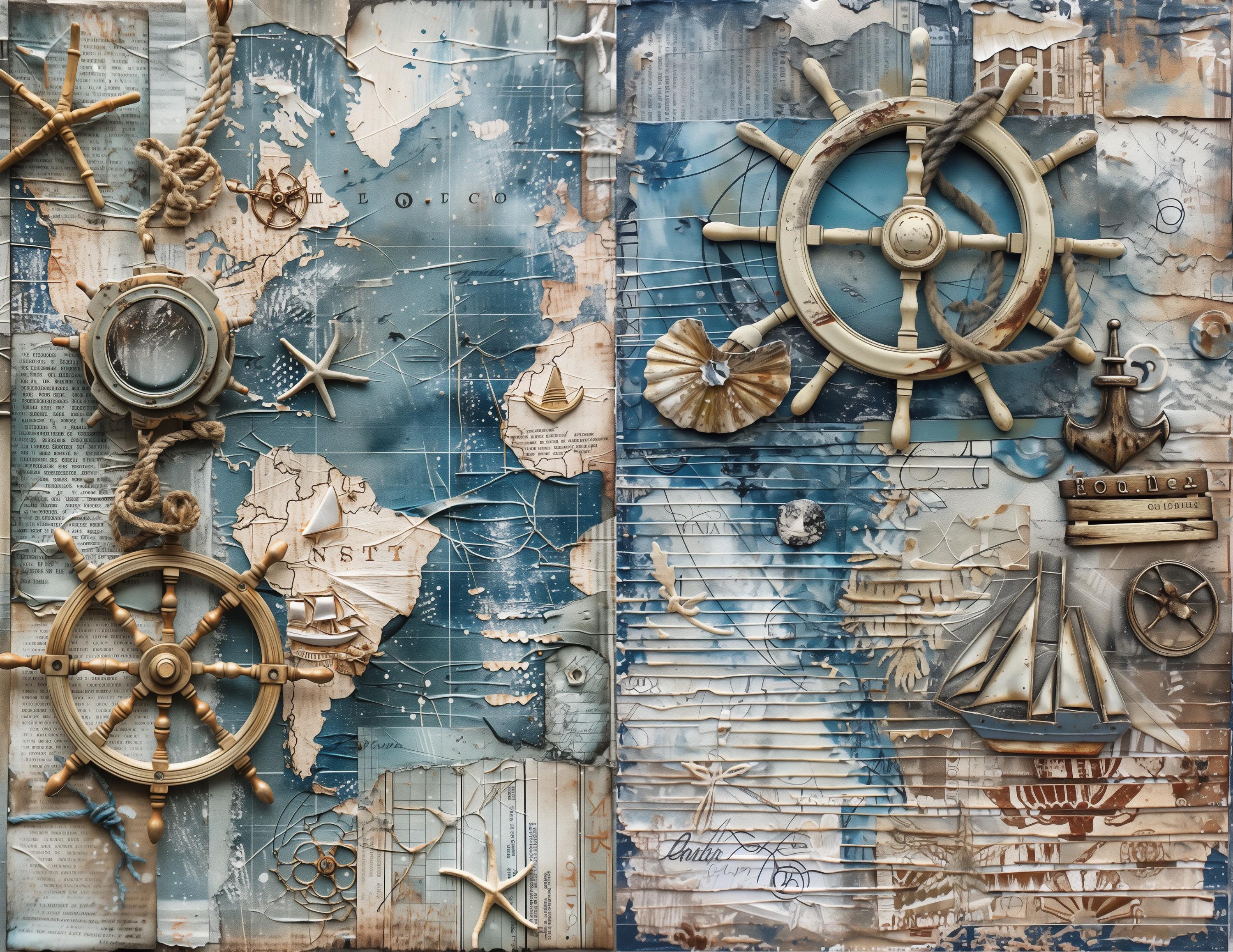 Nautical Junk Journal Printable Tags, Marine Junk Journal Kit, Ocean ...