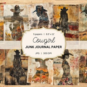 Western Junk Journal Printable Pages Cowgirl Junk Journal Kit Watercolor Junk Journal Paper Vintage Digital Collage Sheets Western Ephemera