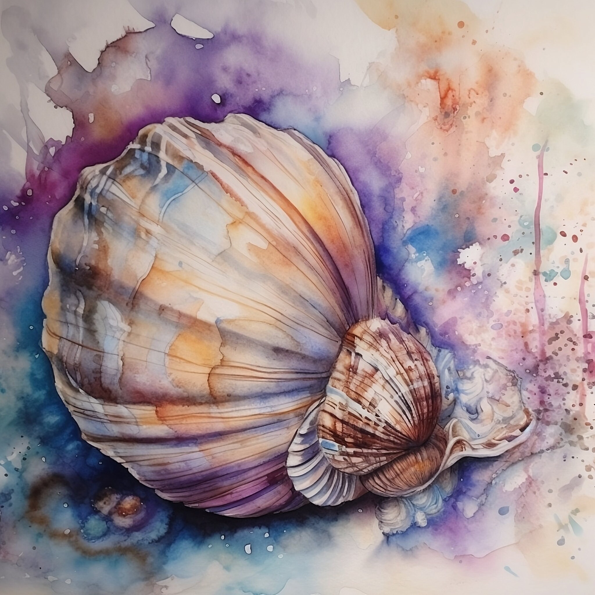 Watercolor Sea Shells Clipart Bundle of 9 Transparent PNG Files Ocean ...