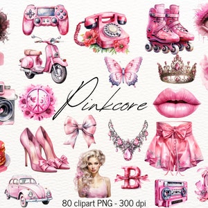 Girl Doll Clipart Mega Bundle Fashion Black White Girls Clipart Pink Graphic Bundle Glam Life Clipart Set Pink Fashion Graphics Scrapbooking