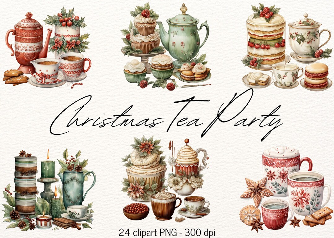 Christmas Tea Clipart Bundle Cosy Winter Clipart Christmas Graphic