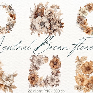 Pacchetto di clipart di ghirlande floreali, fiori pressati in formato PNG, clipart di fiori bohémien, cornici floreali neutre, compleanno, invito di nozze in formato PNG, creazione di biglietti