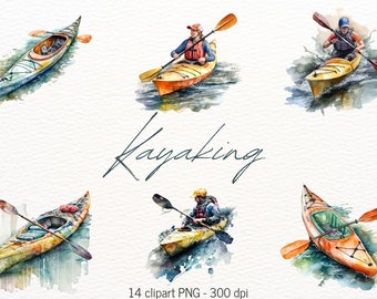 Watercolor Adventure Clip Art Bundle Kayaking Travel Illustration 14 Transparent PNG Digital Wall Art Card Making Scrapbooking Junk Journal