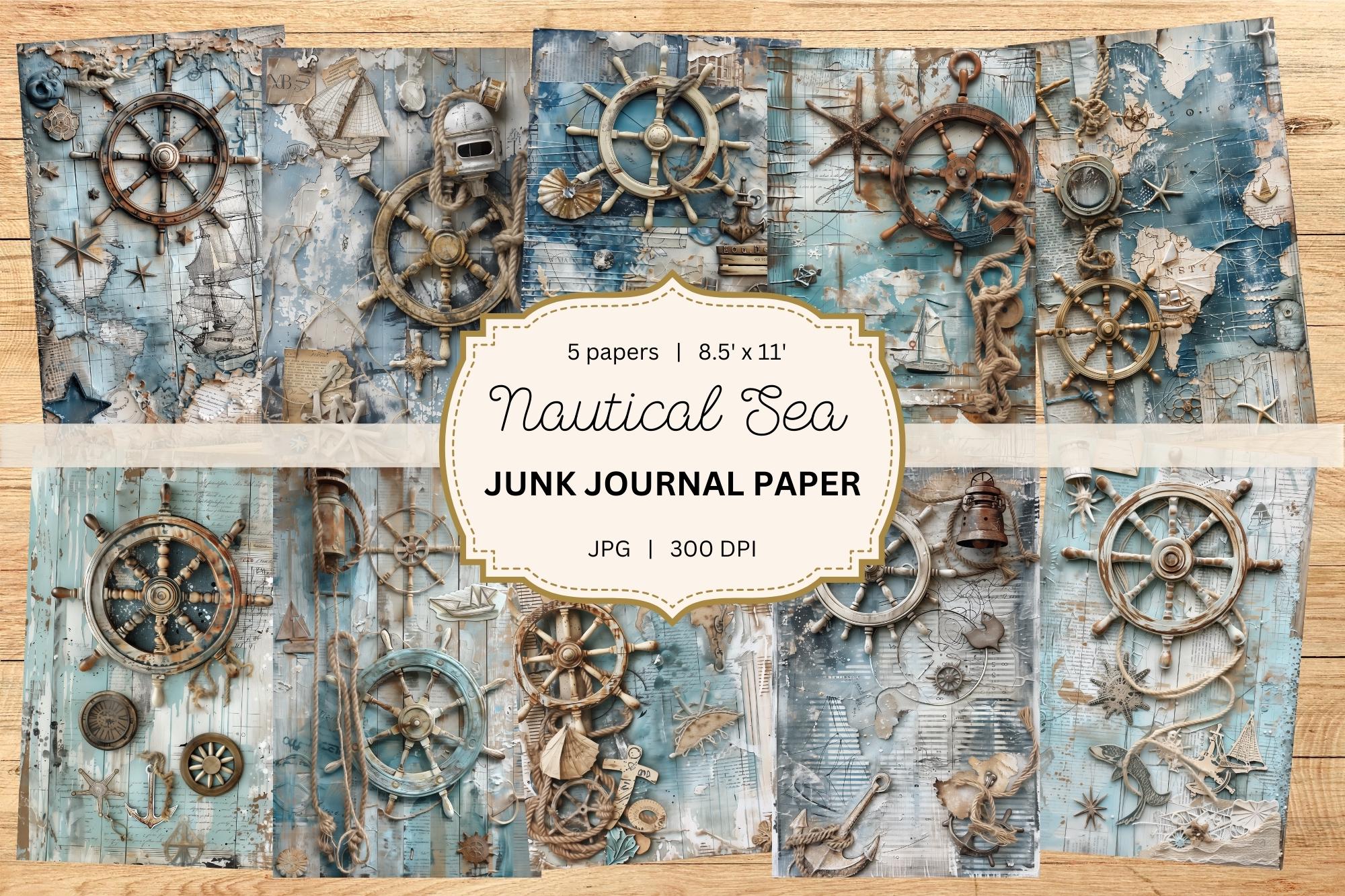 Nautical Junk Journal Printable Tags, Marine Junk Journal Kit, Ocean ...