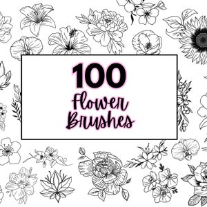 100 Flower Stamps for Procreate - Floral Brushes for Procreate Tattoo Artists