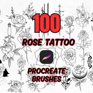 100 Rose Stamps for Procreate - Rose Tattoo Brush Set for Procreate - Procreate Brush Set