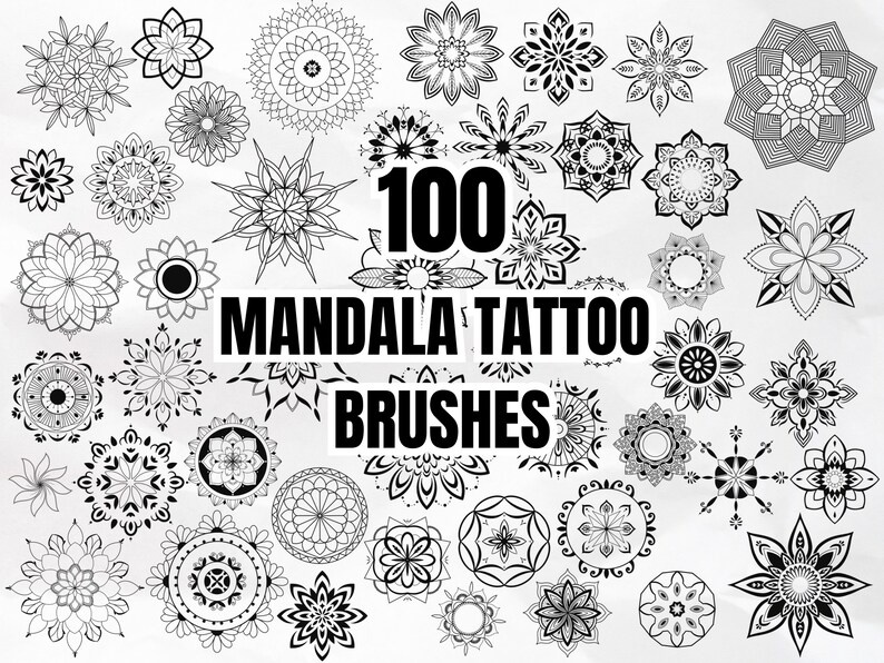 100 Mandala Tattoo Stamps: Procreate Brush Set (digital Download) - Etsy