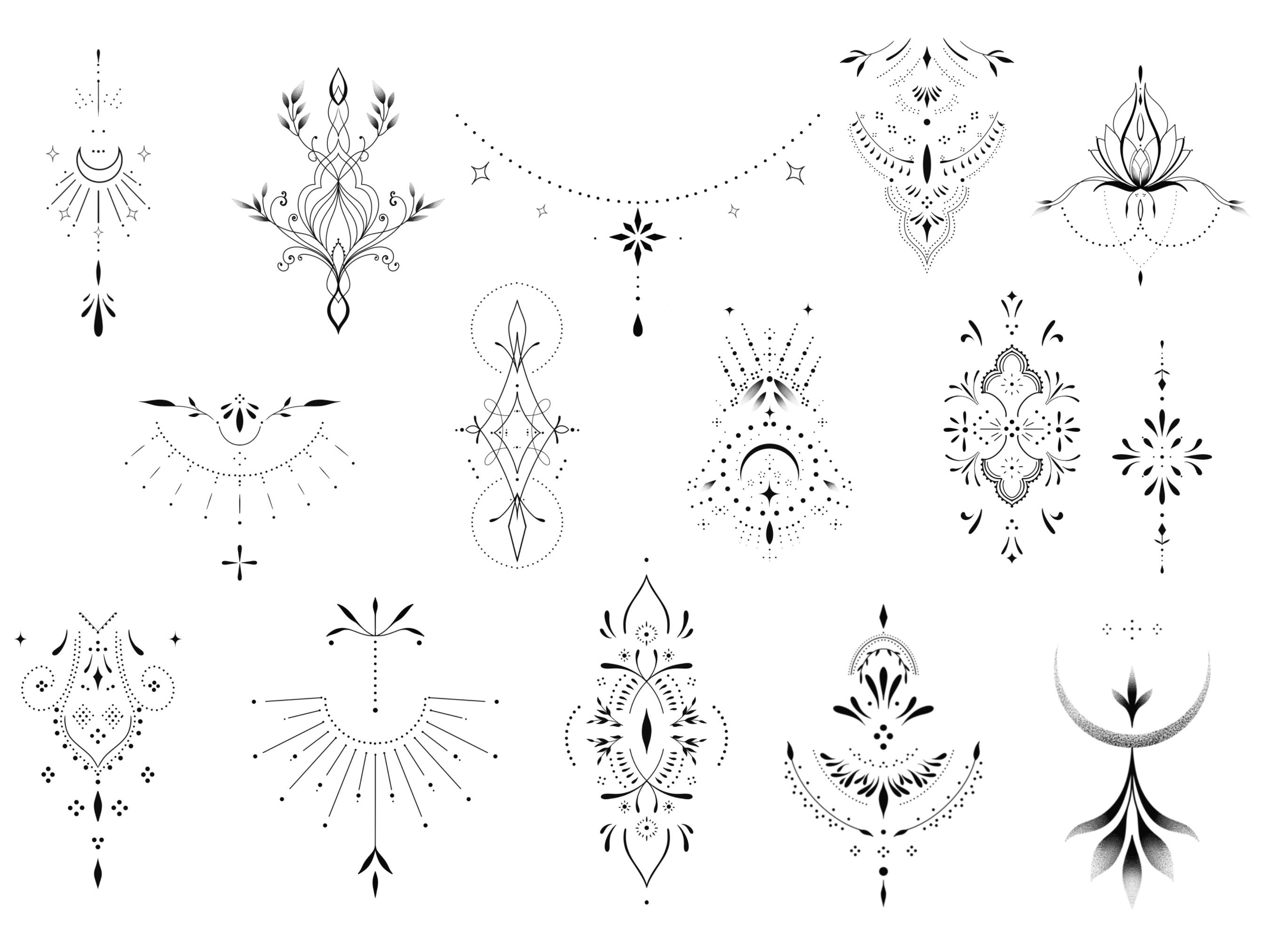 100 Ornament Tattoo Stamps for Procreate Ornamental Brushes for Tattoo ...