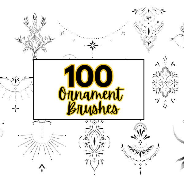 100 Ornament Tattoo Stamps for Procreate - Ornamental Brushes for Tattoo Artists