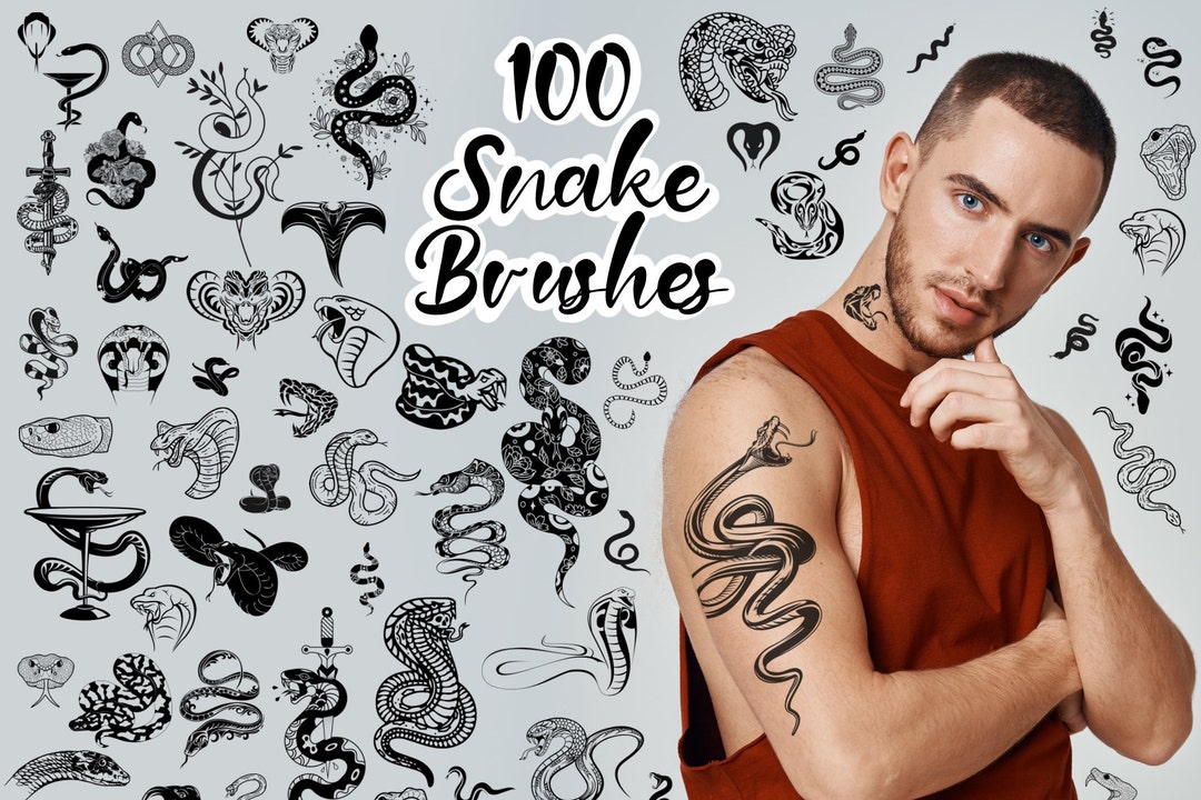 100 Snake Tattoo Stamps for Procreate Snake Brushes for Tattoo Artists