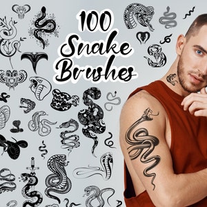 100 Snake Tattoo Stamps for Procreate - Snake Brushes for Tattoo Artists