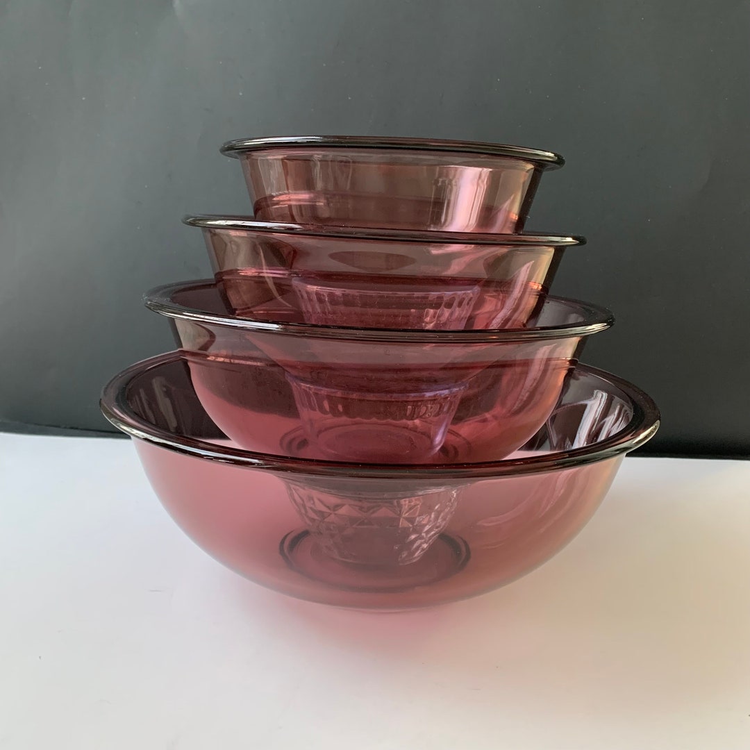 Pyrex Cranberry Pyrex Cranberry Set 4 Bowls - Etsy Canada