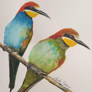 Original Watercolor European Bee-eater, Wall Decoration Art, Home Gift, Bird Illustration Art, Original Watercolor Birds, Handmade