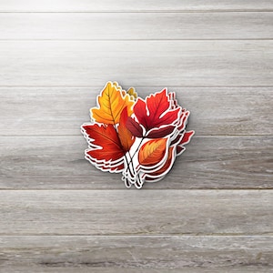 Pegatina de hojas de otoño • Pegatina de vinilo de racimo de hojas de otoño • Decoración acogedora de temporada • Pegatina impermeable para portátil • Pegatina de diario con estética otoñal