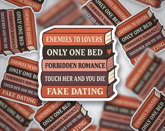 Romance Book Tropes Sticker • Enemies to Lovers • Only One Bed • Fake Dating Vinyl