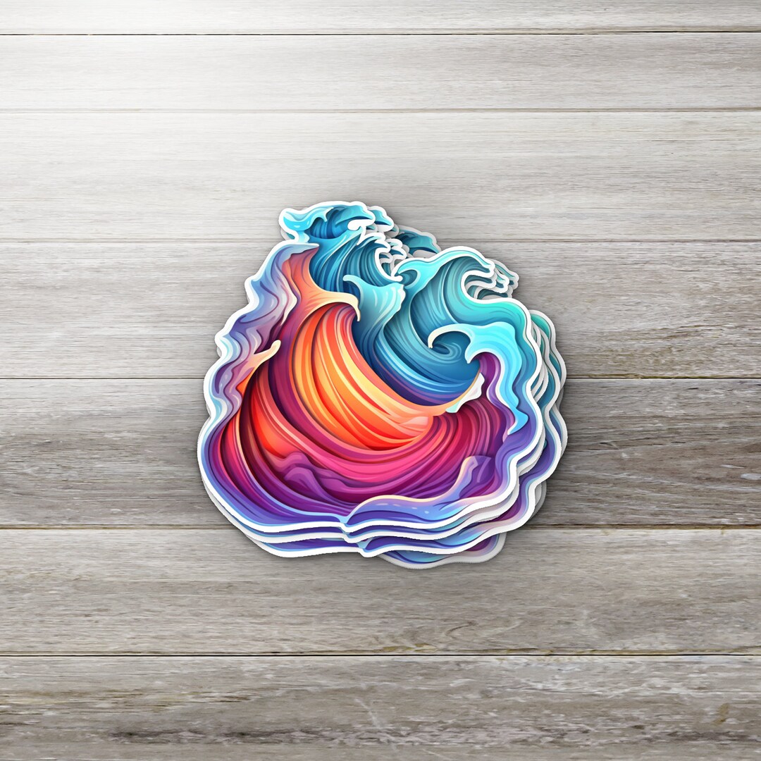 Vinyl Stickers, Vibrant Waves: Colorful Waves Sticker - Etsy