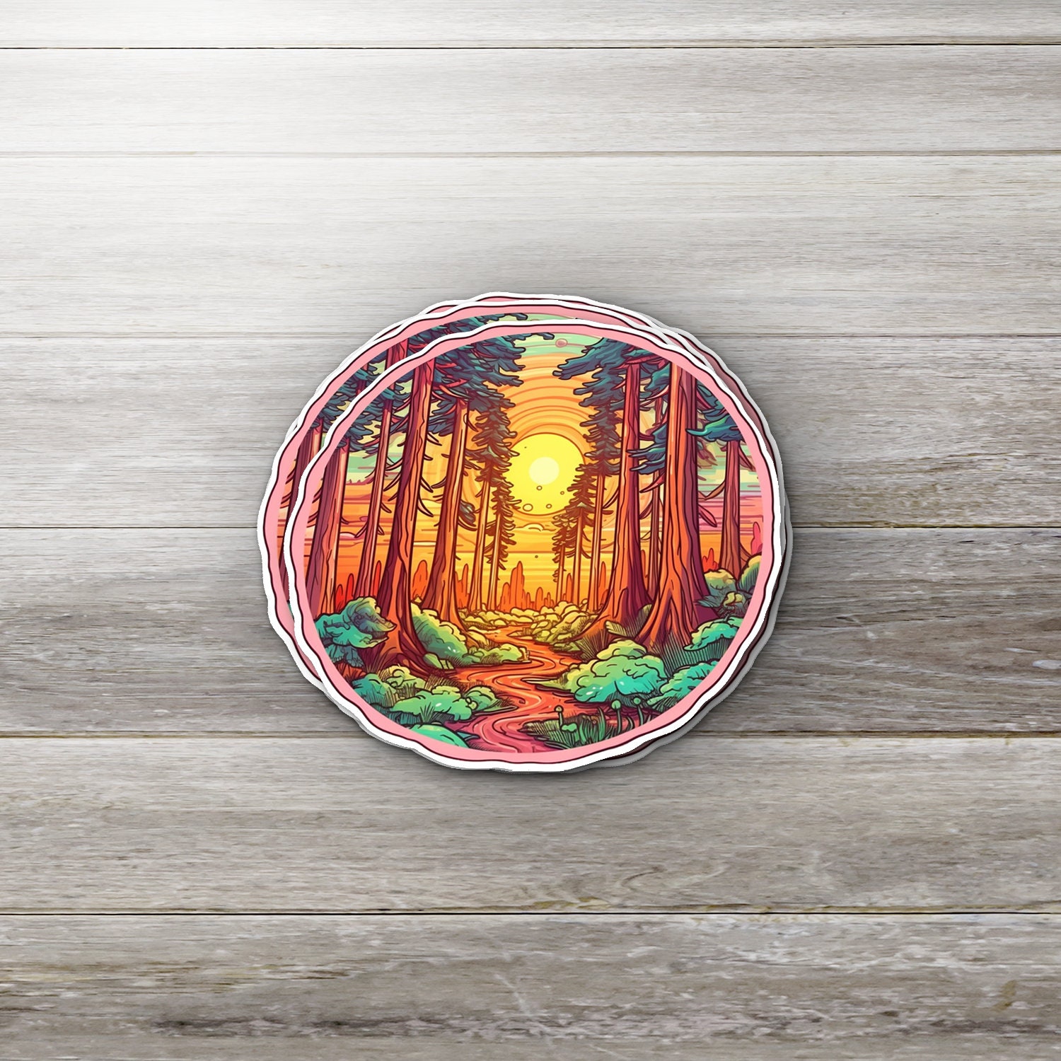 Vinyl Stickers, Enchanted Forest Sticker - Serene Nature-inspired Vinyl ...