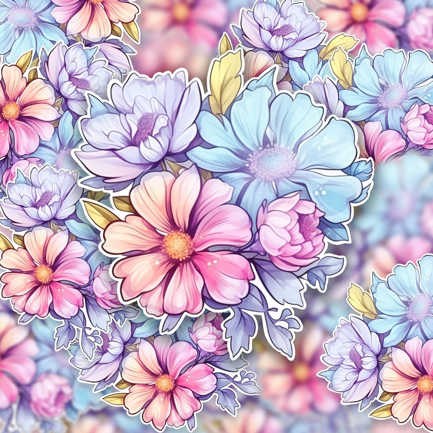 Floavour Poster Sticker Vinyl Stickers, Flowers Sticker - Floral Vinyl Sticker for Nature ...