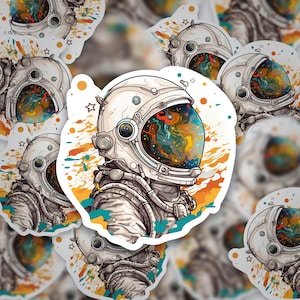 Astronaut Galaxy Sticker • Space Vinyl Sticker • Celestial Aesthetic • Waterproof Laptop Sticker • Cosmic Gift • Sci-Fi Journal Decor