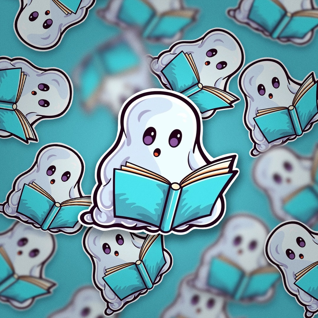 Vinyl Stickers, Whimsical Ghostly Reader: Cute Ghost Enjoying a Book - Etsy