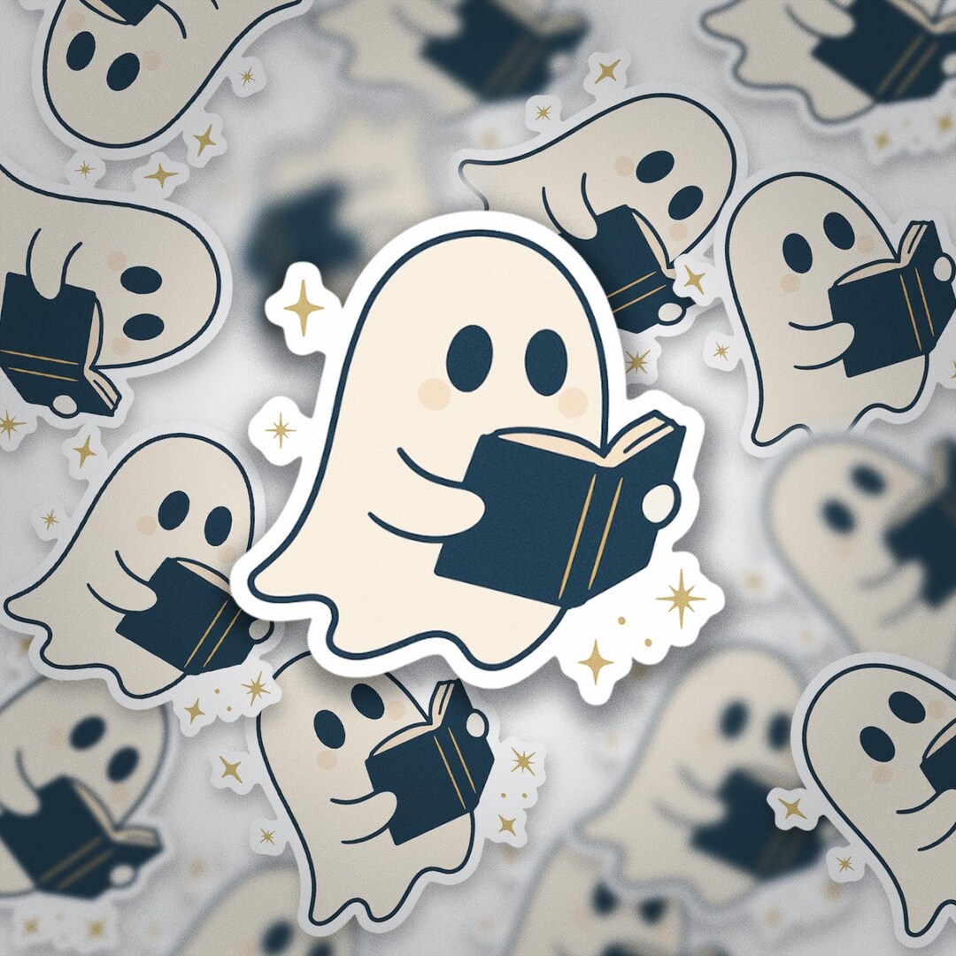 Reading Ghost • Cozy Bookish Sticker • Glossy Vinyl Finish - Etsy