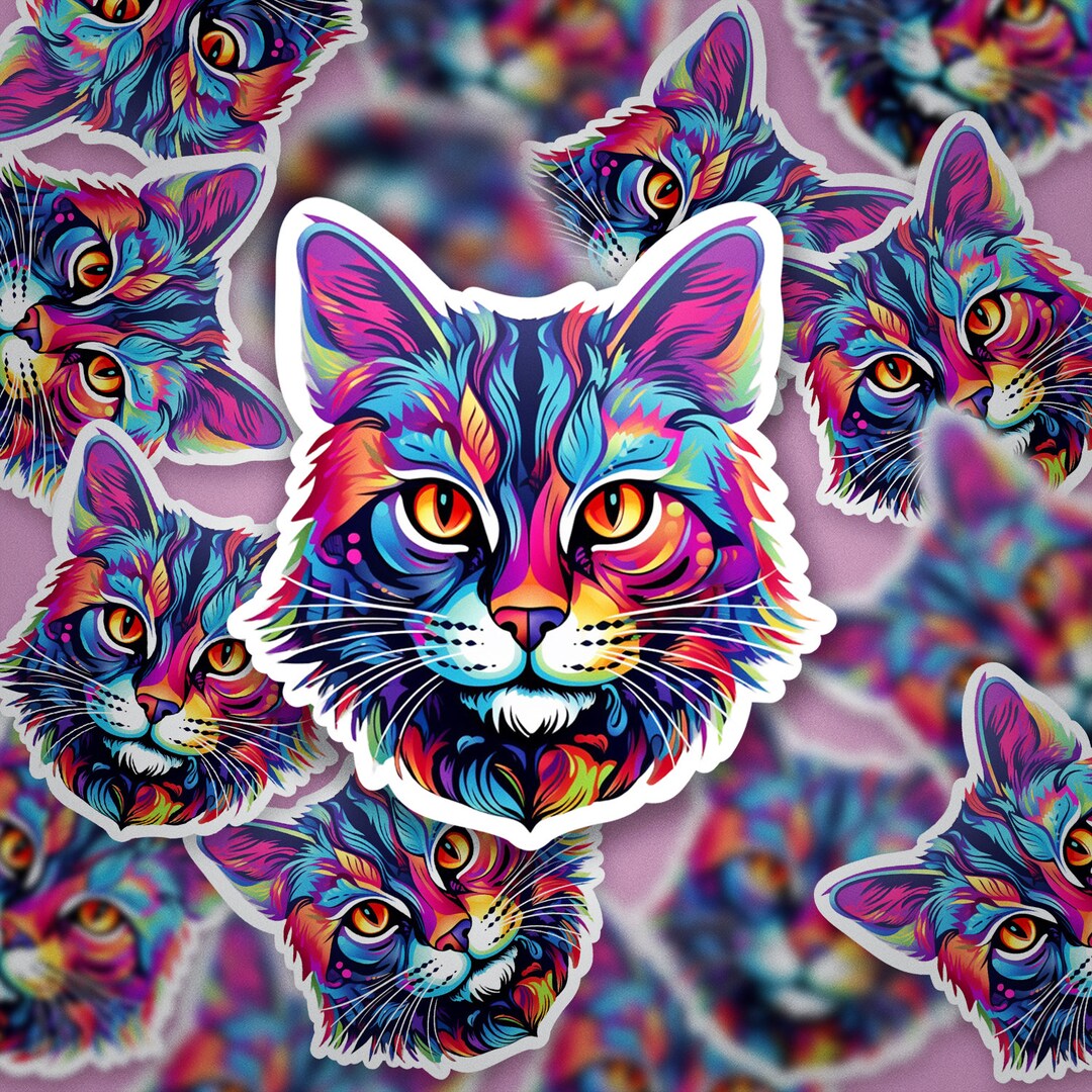 Active Cat Sticker Adorable Cat Sticker - Fun Vinyl Decal for Laptops, Water Bottles, and ...