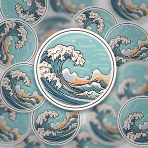 Ocean Wave Sticker • Japanese Wave Art Vinyl Sticker • Coastal Aesthetic • Glossy Waterproof Laptop Decal • Beach Lover Gift