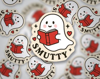 Smutty Ghost Sticker • Bookish Vinyl • Cute Spooky Romance • Halloween Book Lover