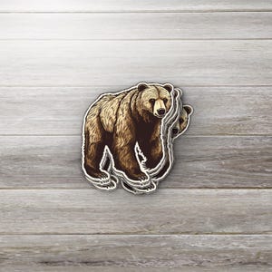 Realistic Grizzly Bear Sticker – Brown Bear Vinyl Decal, Wildlife Animal Sticker for Water Bottles, Laptops, Nature Gift for Him/Her