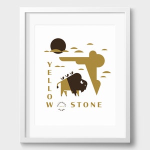 Cartel de piedra amarilla / Colección de viajes del parque nacional / Impresión 8x10 / Moderno de mediados de siglo / Minimalista / Suizo / Arte de pared natural / Regalo