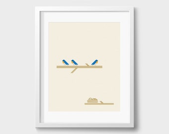 Eastern Bluebird Poster / Bird Collection / 8x10 Print / Mid-Century Modern / Minimalist / Swiss / Geometric / Nature Wall Art / Gift