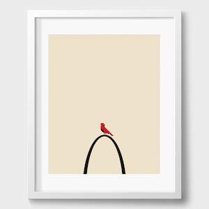 Saint Louis Cardinal Poster / St. Louis Collection / 8x10 Print / Mid-Century Modern / Minimalist / Geometric / Wall Art / Gift / Arch / STL