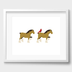 Saint Louis Clydesdales Poster / St. Louis Collection / 8x10 Print / Minimalist / Geometric / Wall Art / Gift / Cardinal / STL / Opening Day