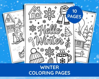 Winter Coloring Pages, 10 Winter Activity Sheets for Kids (PDF)